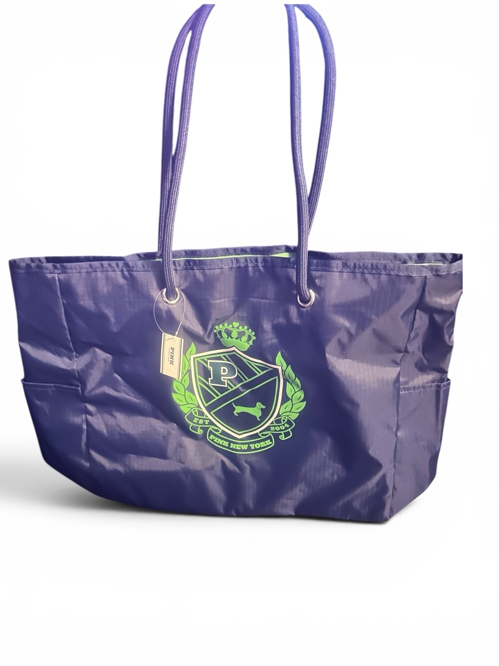 Navy Blue Tote Bag with Pink’s Green Crest Logo